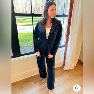 Molly Bracken blazer and pants NEW size small navy velvet fabric both
